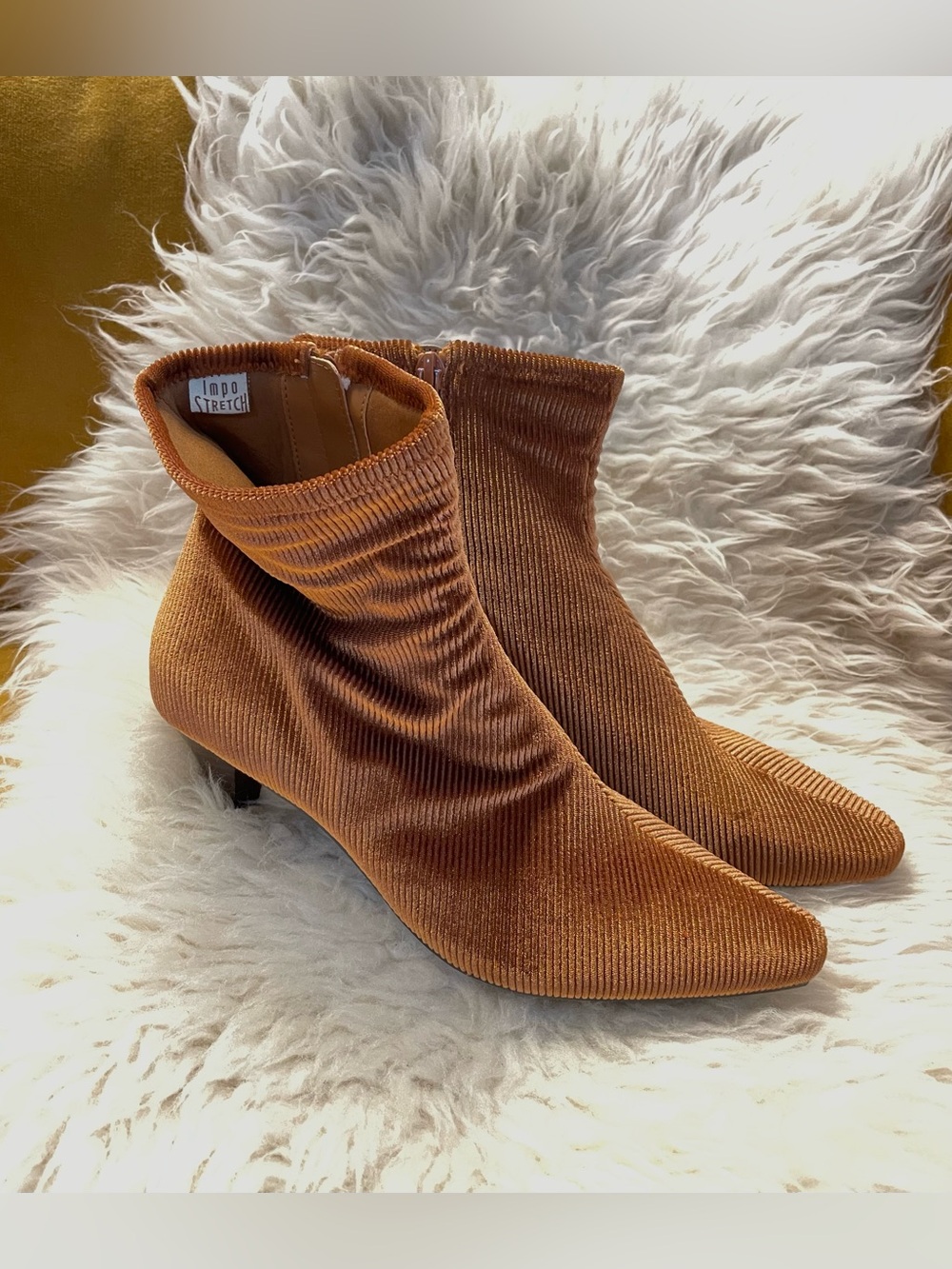 Impo Naja Cord Corduroy Ankle Boots Tan Size 7.5M